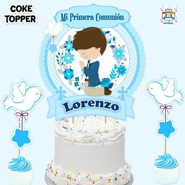 Producto - Kit Imprimible Cake Topper Adorno Torta Comunión Varón M2
