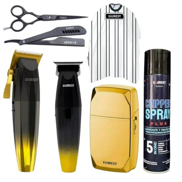 Producto - COMBO EVEREST CLIPPER + TRIMMER + SHAVER + LUBRICANTE + CAPA + TIJERA Y NAVAJA