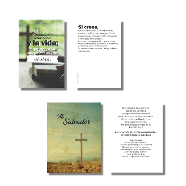 Producto - FOLLETOS EVANGELISTICOS PAPEL SATINADO PACK X 100- 7,5CM X 14CM