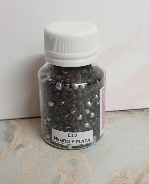 Producto - Sprinkles negro y plata x35g