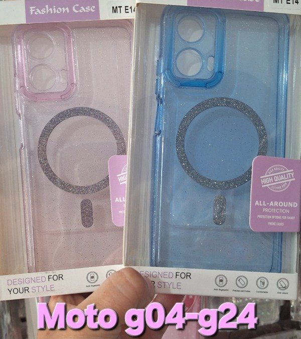 Producto - Fundas diseño glitter reforzadas. Moto g04-g24