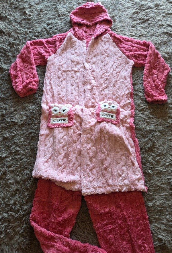 Producto - (2 PIEZAS) Conjunto Polar Soft con Capucha y Botones Rosa