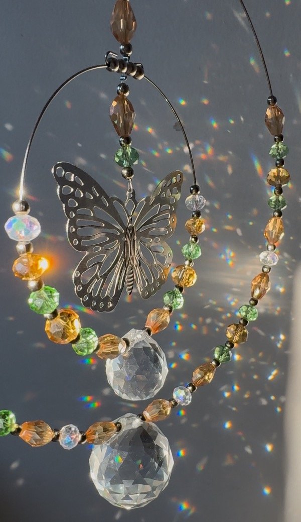 Producto - Mariposa grande doble aro ámbar y verde c