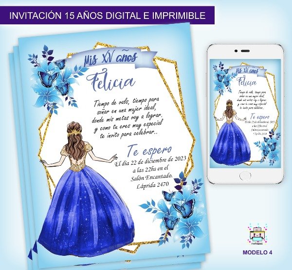 Producto - Invitación 15 años Digital e Imprimible Muñeca M4