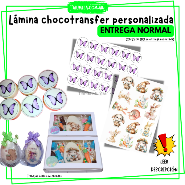 Producto - Lamina chocotransfer Personalizada PARA OREOS, HUEVOS,ETC Entrega NORMAL