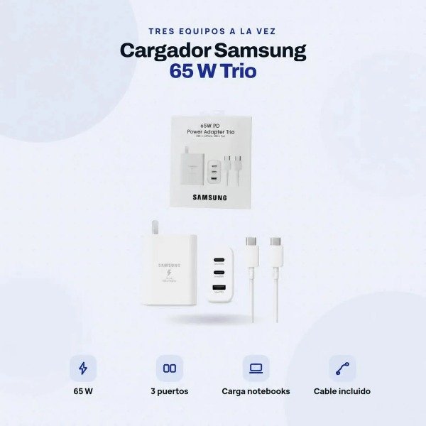 Producto - Cargador Samsung 65W 3 Entradas C Cable - 1
