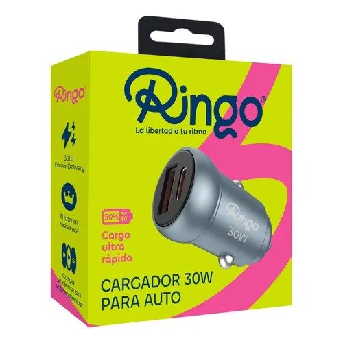 Producto - Cargador para Auto de 30W con puerto USB y tipo C