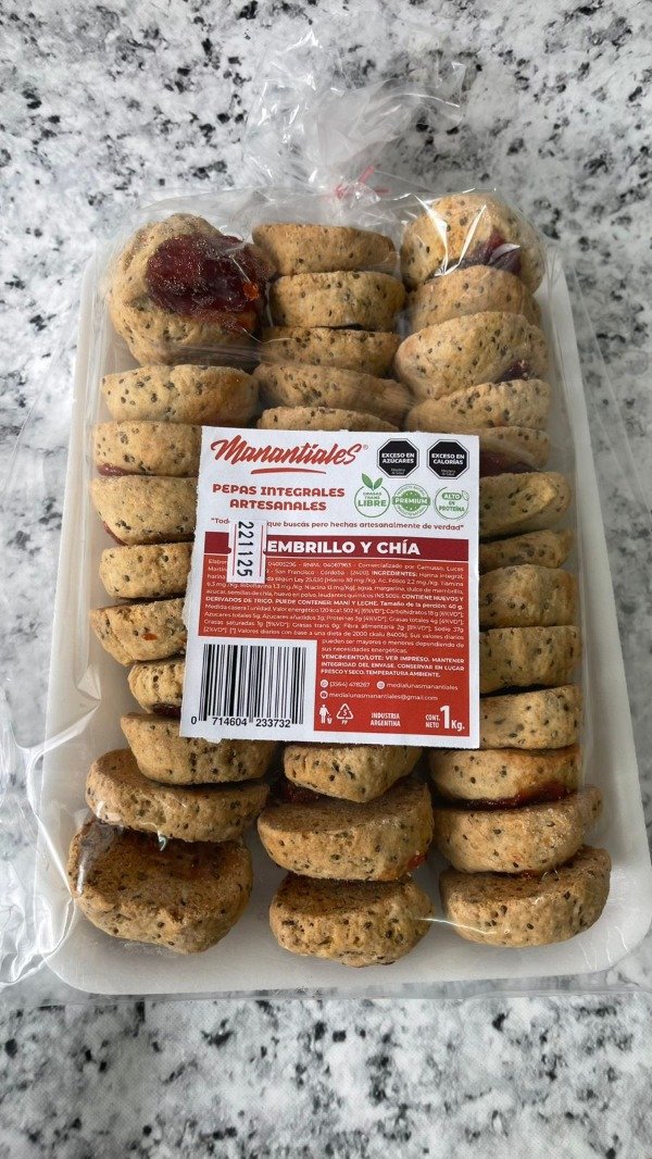 Producto - PEPAS integrales artesanales MEMBRILLO y CHÍA fecha VENC 22-11 x 1kg MANANTIALES