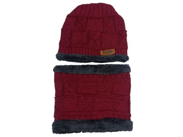Producto - Conjunto GORRO/CUELLO Interior Simil Piel BORDO - 1