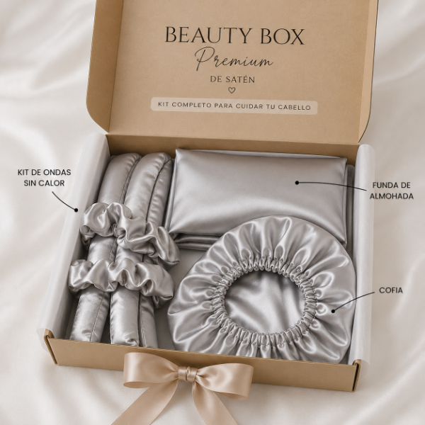 Producto - Beauty Box Premium de Satén - Kit Completo para Cuidar el Cabello - 1