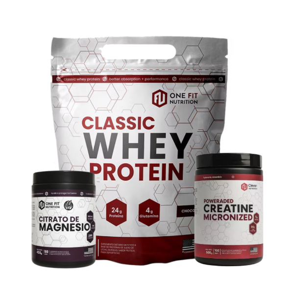 Producto - COMBO ONE FIT - PROTEINA 6 LB. + CREATINA 500 GRS. + MAGNESIO 450 GRS.