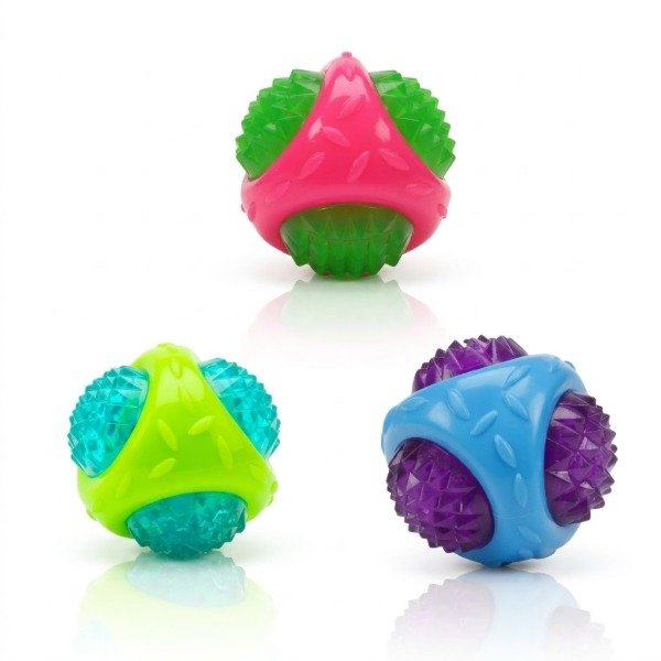 Producto - Pelota Siliconada para Perros con Chifle y Luz LED Juguete Interactivo Sensorial