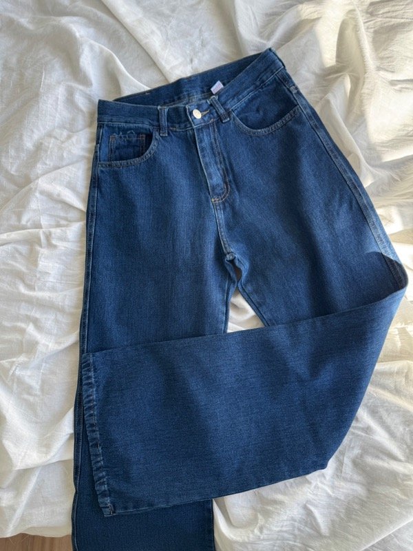 Producto - Ir13. Wide azul clásico costura camel (rígido /tiro alto)