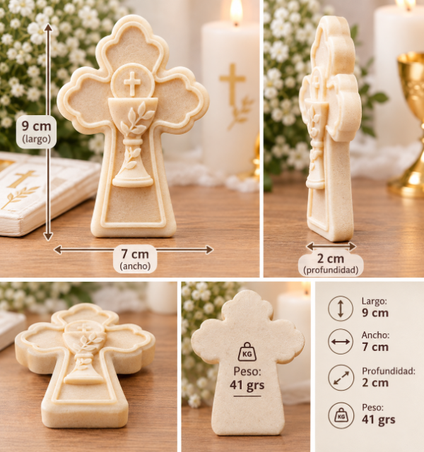 Producto - Molde silicona cruz 9cm con cáliz comunión - 1
