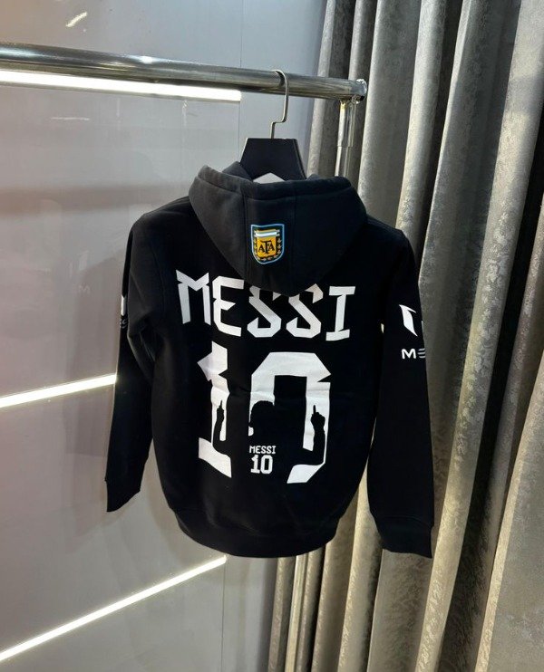 Producto - Buzo Canguro Frizado Negro Messi