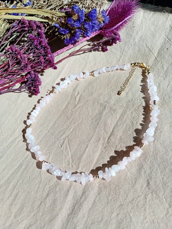 Producto - Choker cuarzo rosa y oro laminado - 0