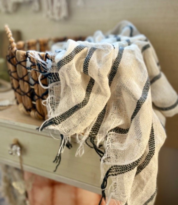 Producto - Mantel Rayas azul y crudo
