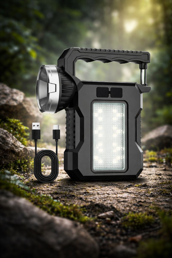 Producto - Linterna Led Recargable c/Manija y Reflector Solar