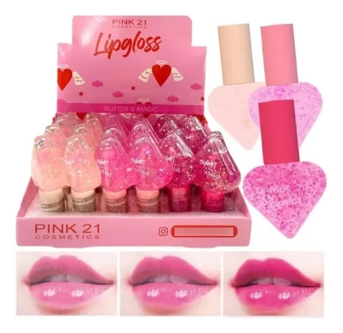 Producto - LIPSGLOSS GLITTER FORMA CORAZÓN PONK21
