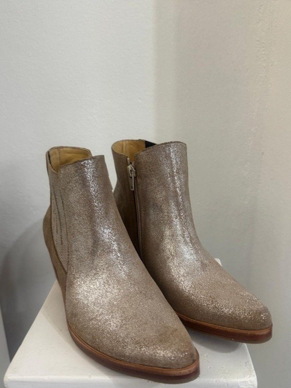Producto - BOTINETAS MAI DE CUERO PLATA CON BRILLO - 1