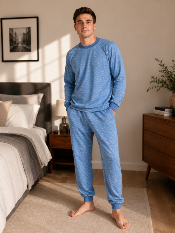 Pijama de Hombre Tipo Buzo - Azul Aero