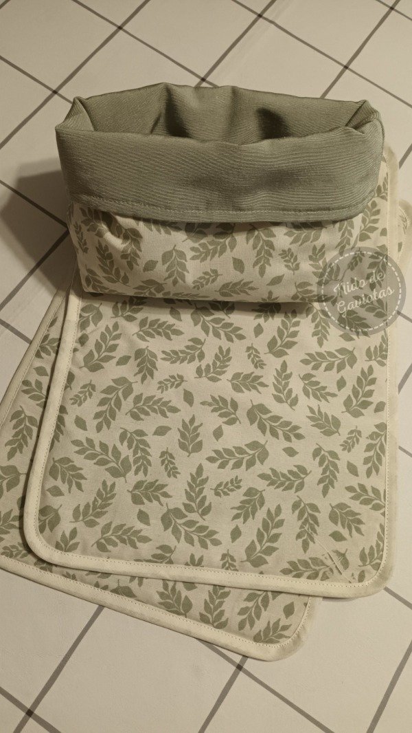 Producto - INDIVIDUAL Y PANERA "HOJAS VERDES OTOÑALES"