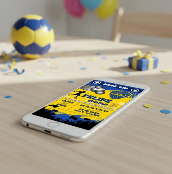 Producto - Invitación Digital Tarjeta Para Personalizar Boca Juniors - 1