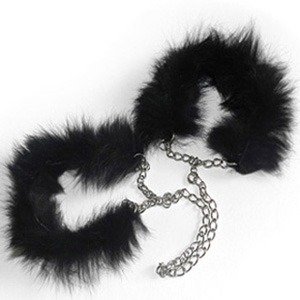 Producto - Esposa metal forradas con peluche negro cadenitas Cod A24-11