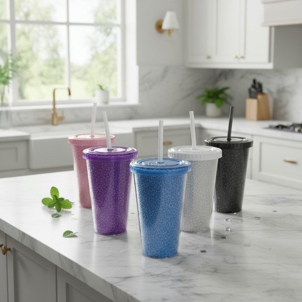 Producto - Vaso Acrilico Tipo Starbucks Con Glitter Y Sorbete