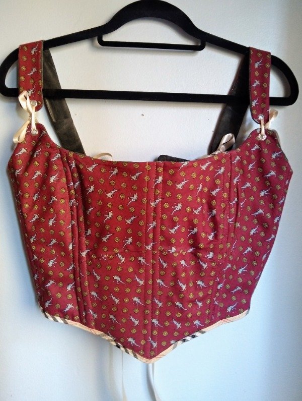 Producto - Corset Reversible en tela de corbata y denim elastizado, Talle M (42/44)