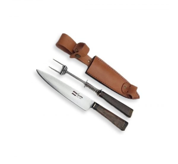 Producto - Juego doble campero grande cabo madera, hoja acero inoxidable Articulo 1009