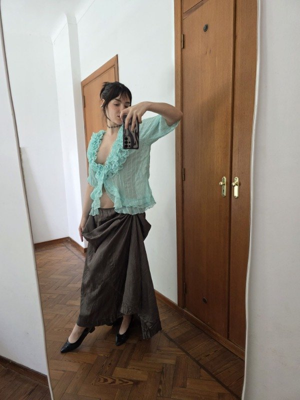 Blusa aqua marine volados — imagen 2