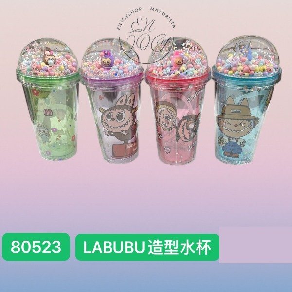 Producto - BOTELLA VASO CON SORBETE CON FIGURA LABUBU