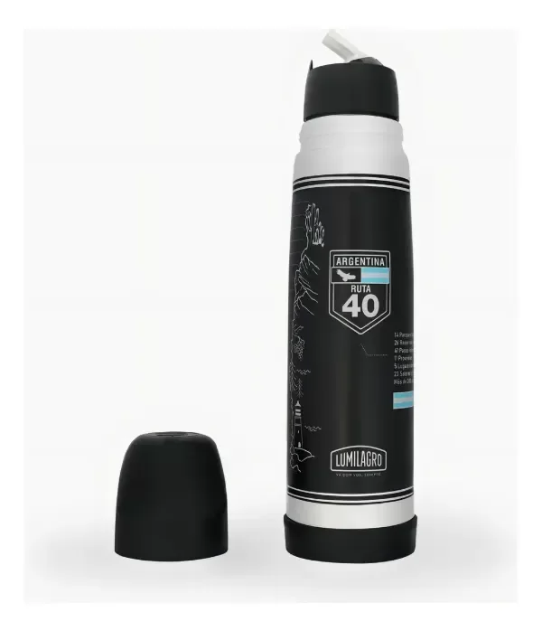 Producto - TERMO LUMILAGRO LUMINOX RUTA 40 BALA 1LT ACERO INOXIDABLE PICO MATERO - 2