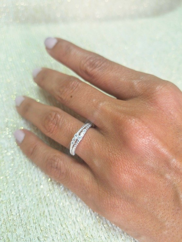 Producto - Anillo Doble Línea de Cubics Blanco