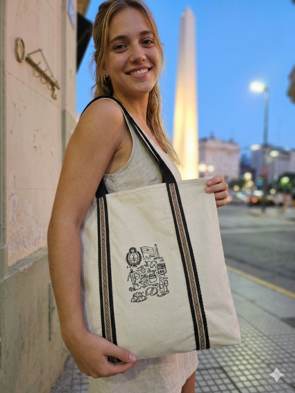 Producto - Tote bag bordada + dije en porcelana