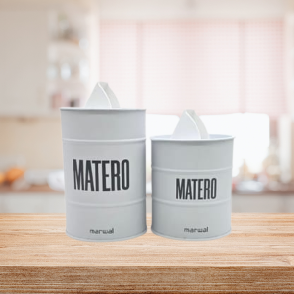 Producto - Set latas yerba y azucar MATERO blanco