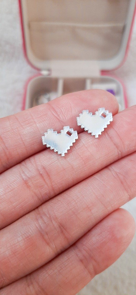 Producto - Aros corazón pixelado
