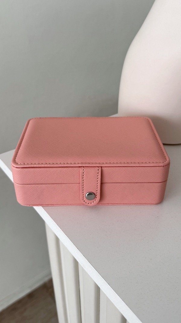 Producto - Alhajero Cali mediano con broche rosa 16x11cm