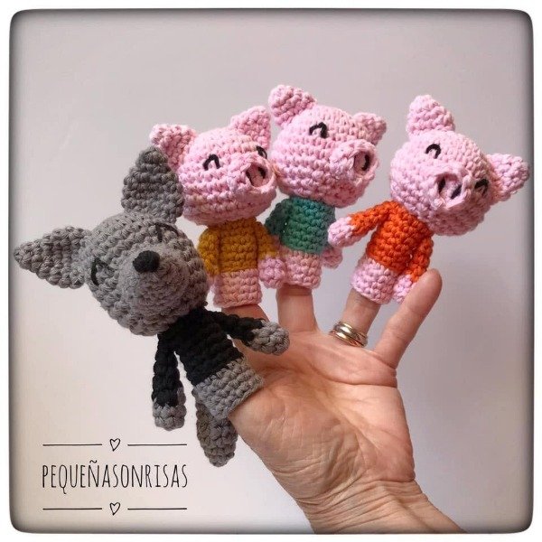 Producto - TÍTERES DE DEDO "LOS TRES CHANCHITOS Y EL LOBO" - 0