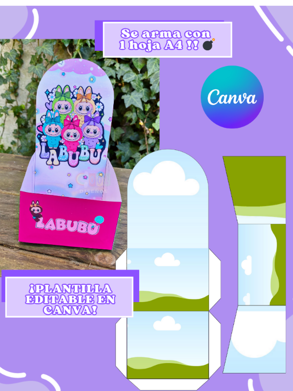 Producto - Plantilla Caja Golosinera Editable en Canva
