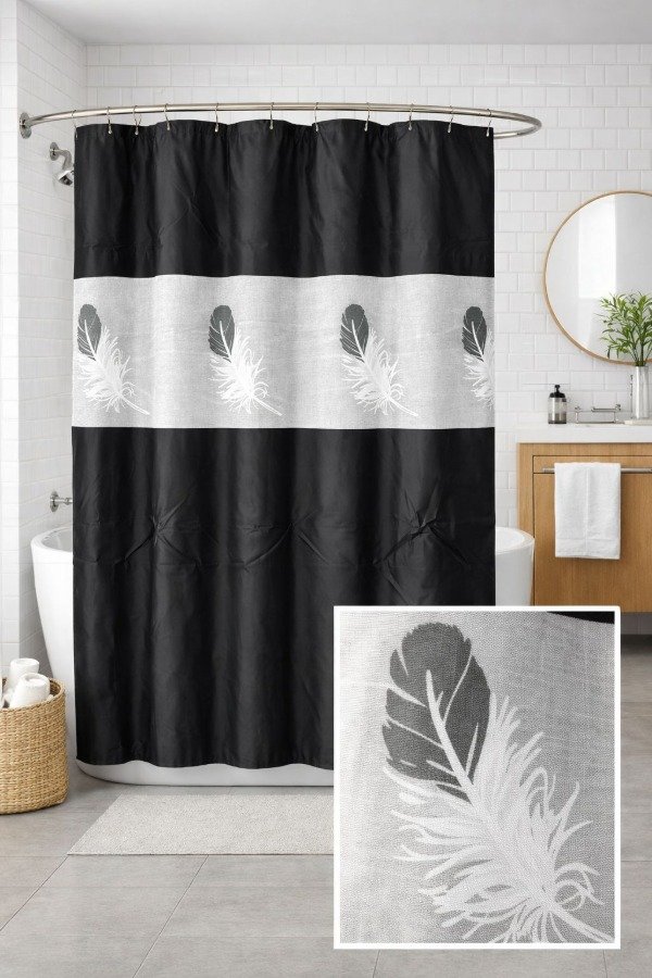 Producto - Cortina Teflon Bordada en Organza Pluma