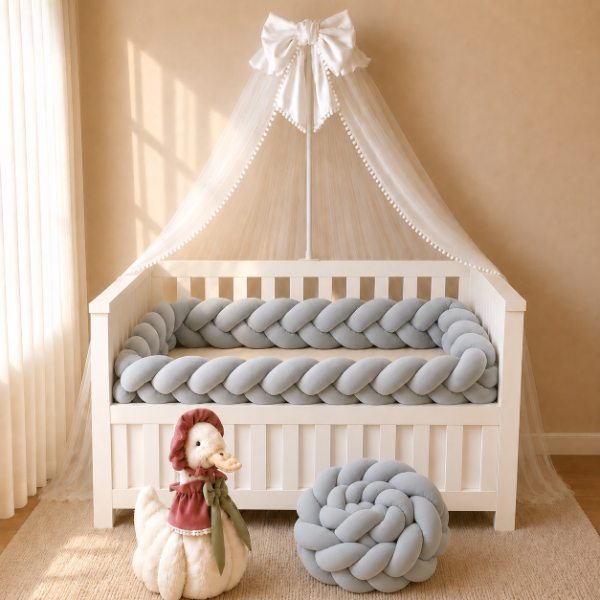 Producto - Chichonera Trenzada de Plush de 3 Cabos (Gris Claro) - 0