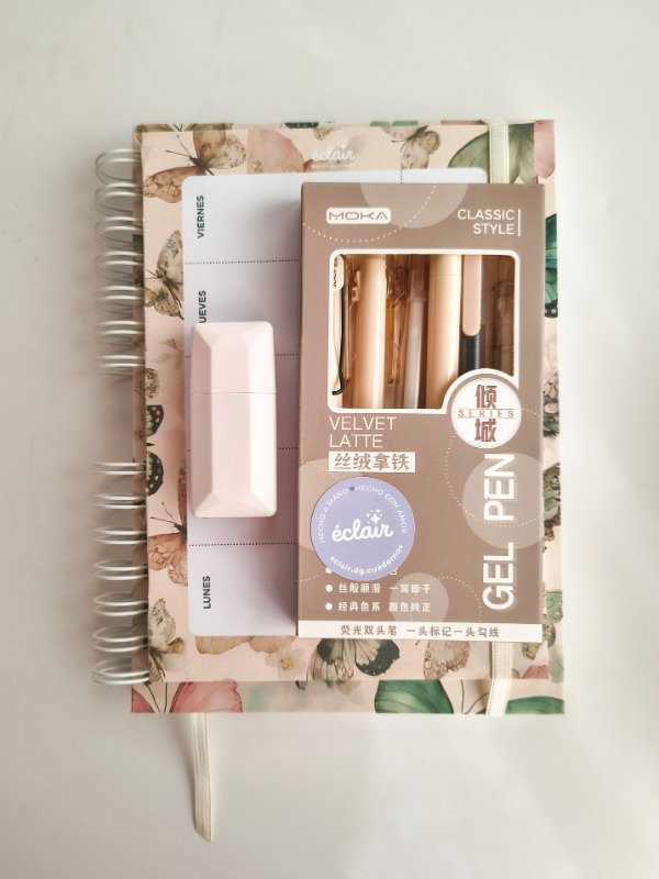 Producto - Combo cuaderno + organizador semanal + accesorios - Beige - 11