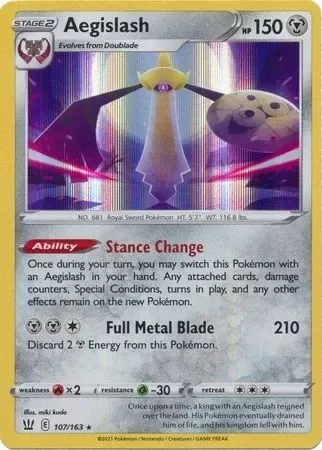 Producto - AEGISLASH 107/163 BATTLE STYLES POKEMON (HOLO RARE, NM)
