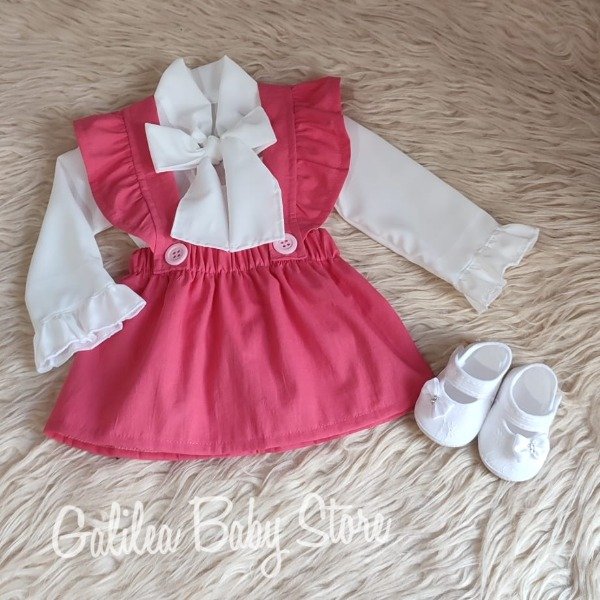 Producto - FALDA CON TIRANTES DE TUSOR EN FUCSIA