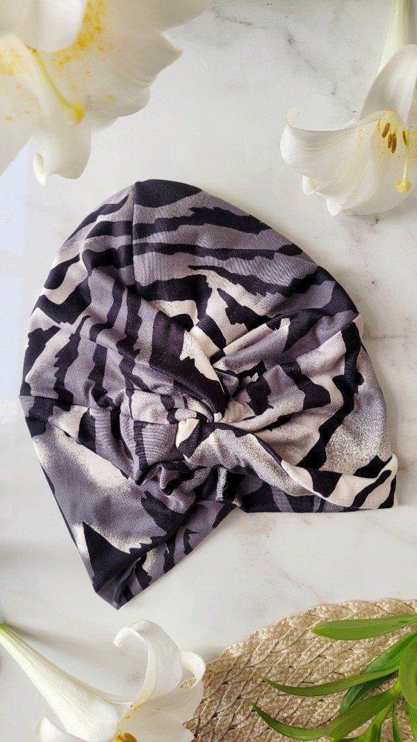 Producto - Turbante Delia Cebra Gris