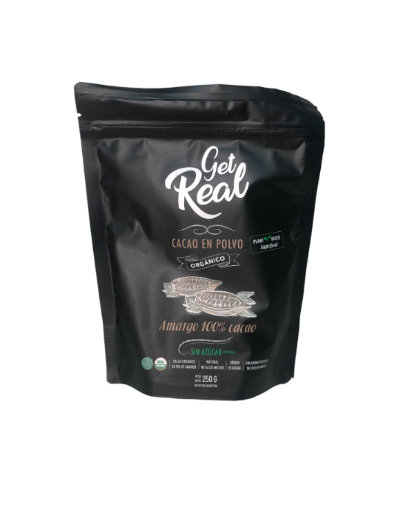 Producto - Cacao Amargo Orgánico No Alcalino Get Real 250gr