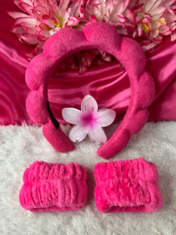 Producto - Set de skincare vincha broche muñequeras-Diferentes colores - 5