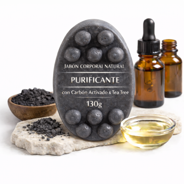 Producto - Jabón Corporal Natural Purificante con Carbón Activado y Tea Tree 130g
